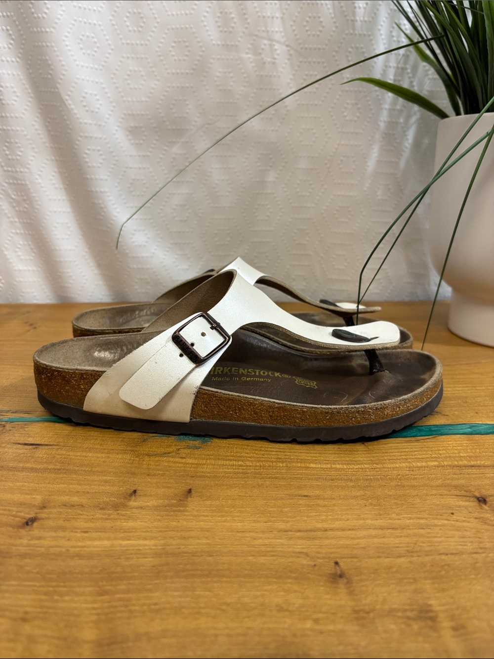 Birkenstock Gizeh Sandals 38/7 White Arizona Thong Flip Flop